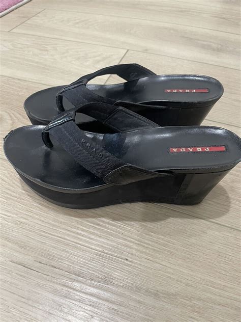 prada thong wedge sandals.